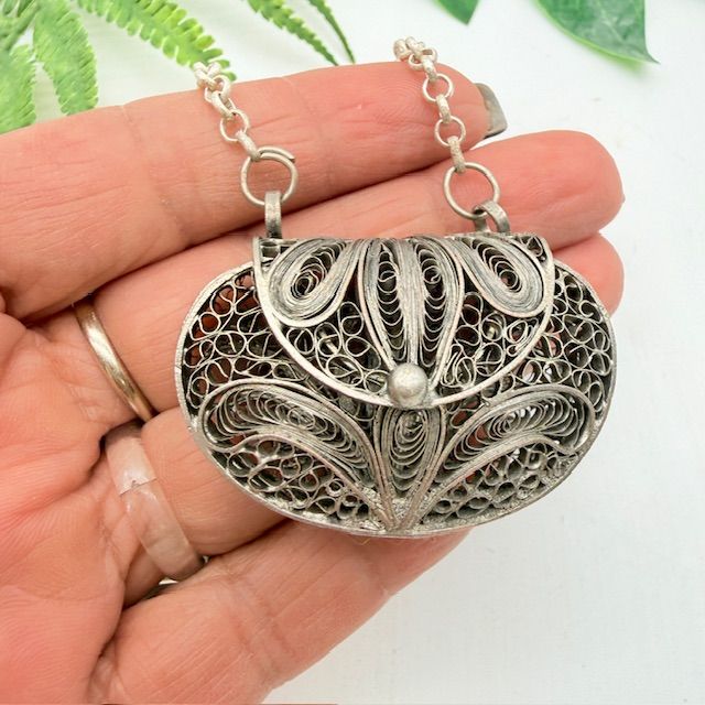 Кошелек сумочка 16 см серебро филигрань