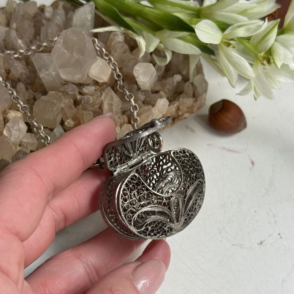 Кошелек сумочка 16 см серебро филигрань 19 век