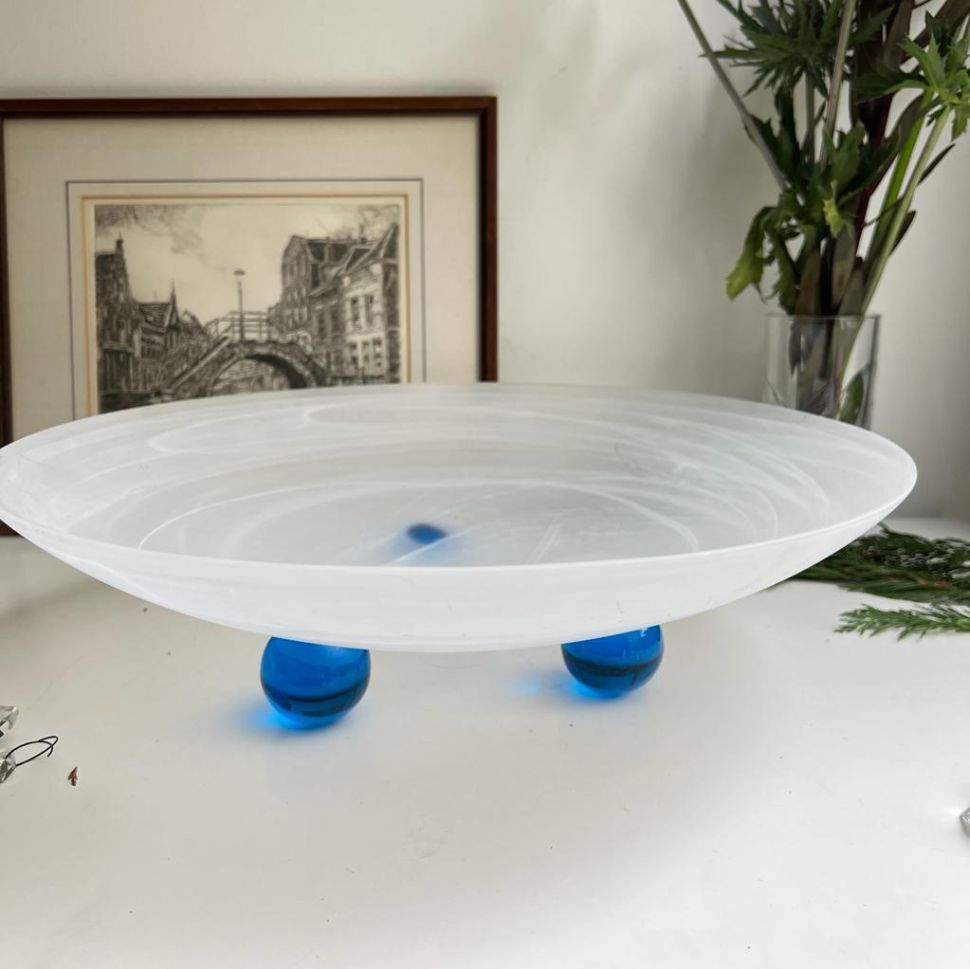 Блюдо большое 36 см на ножках стекло