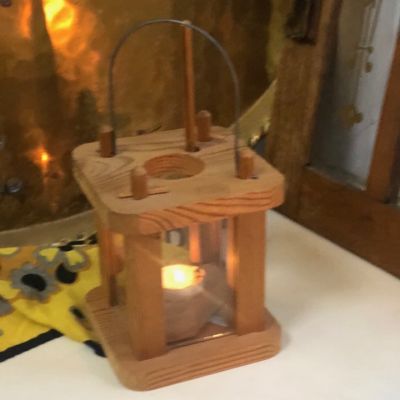 Подсвечник фонарь со стеклянными вставками