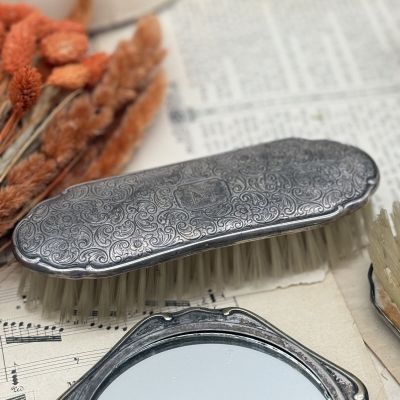 Зеркало щетка расческа набор 3 шт серебрение 