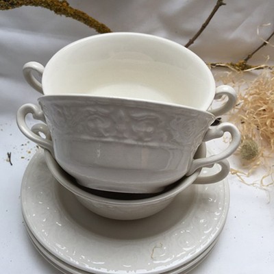 Бульонница на блюдце Crown Devon 60-е Англия