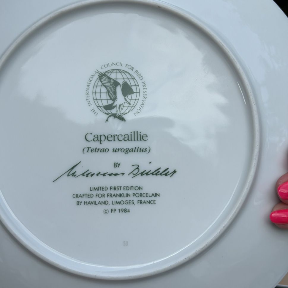 Тарелка Franklin Porcelain Птицы 23 см фарфор Франция 1984 г