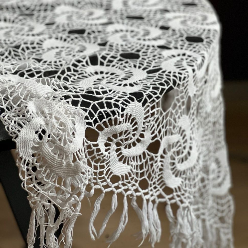 Скатерть с бахромой 130х140 см хлопок