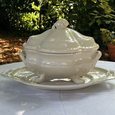 Супница террин на блюде 2,8 л фарфор Франция 1900 гг