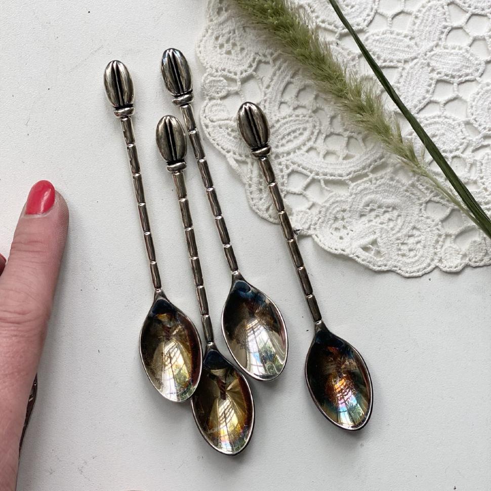 Ложка кофейная 11 см Кофейное зернышко мельхиор