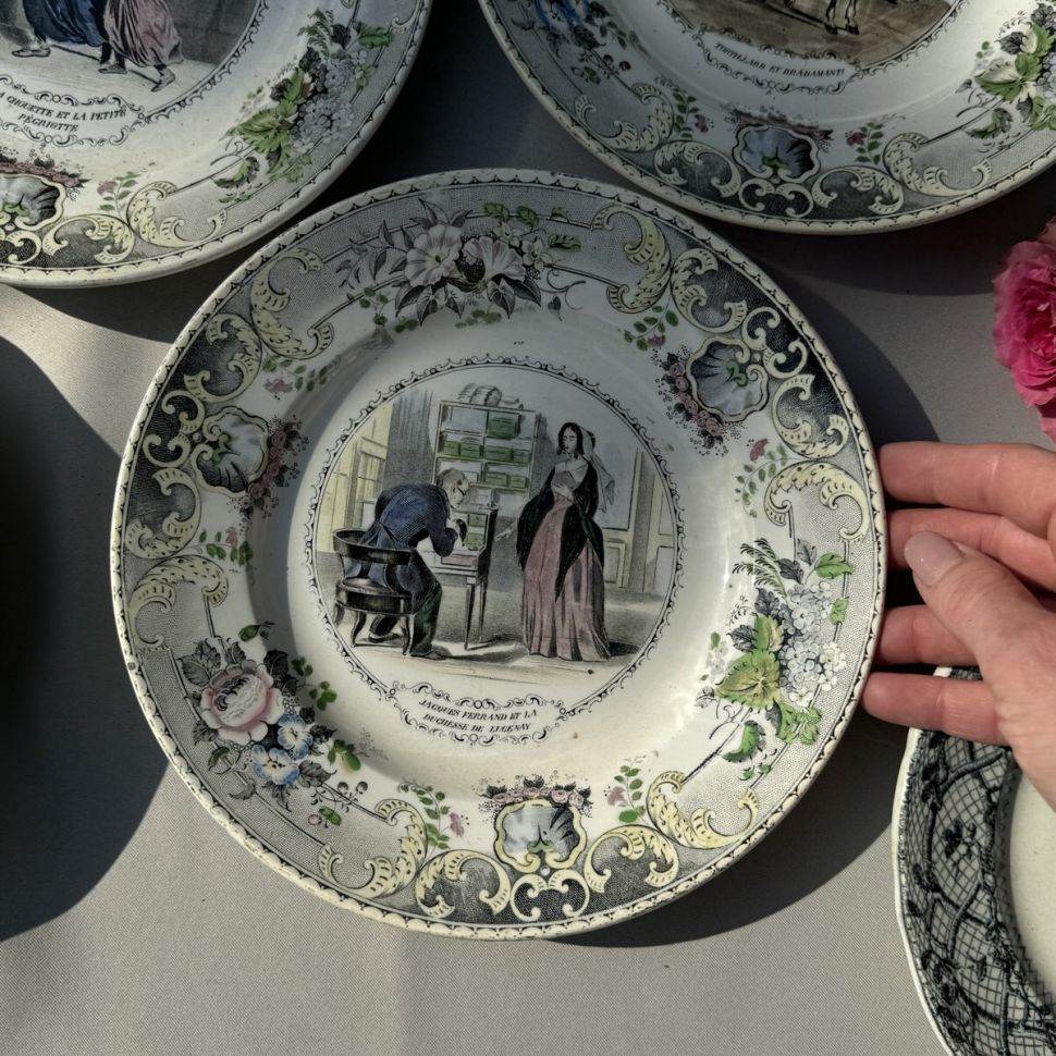 Тарелка Creil et Montereau 21 см Говорящая тарелка фарфор Франция