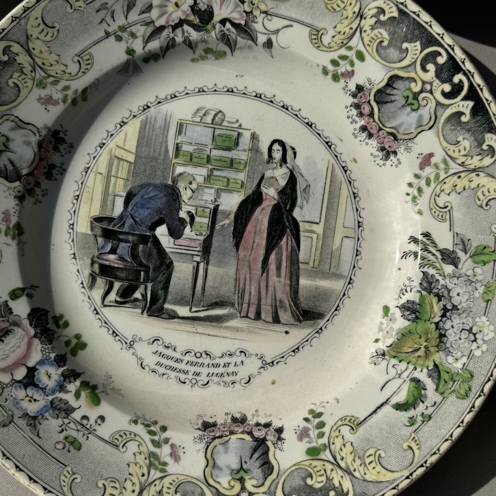 Тарелка Creil et Montereau 21 см Говорящая тарелка фарфор Франция