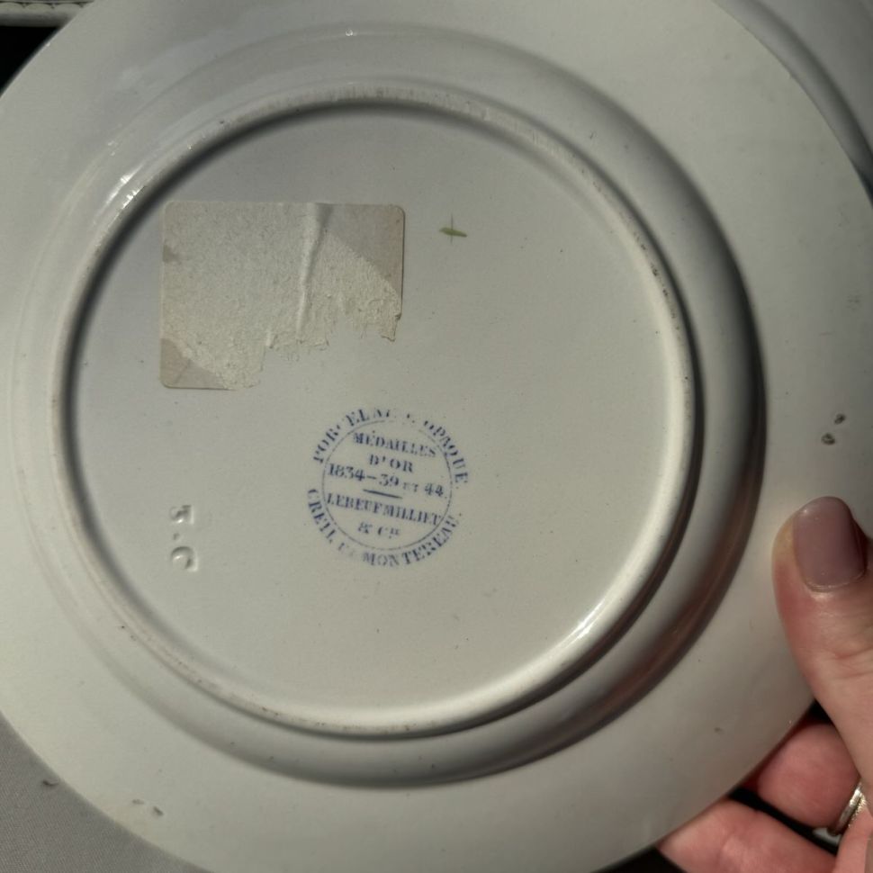 Тарелка Creil et Montereau 21 см Говорящая тарелка фарфор Франция