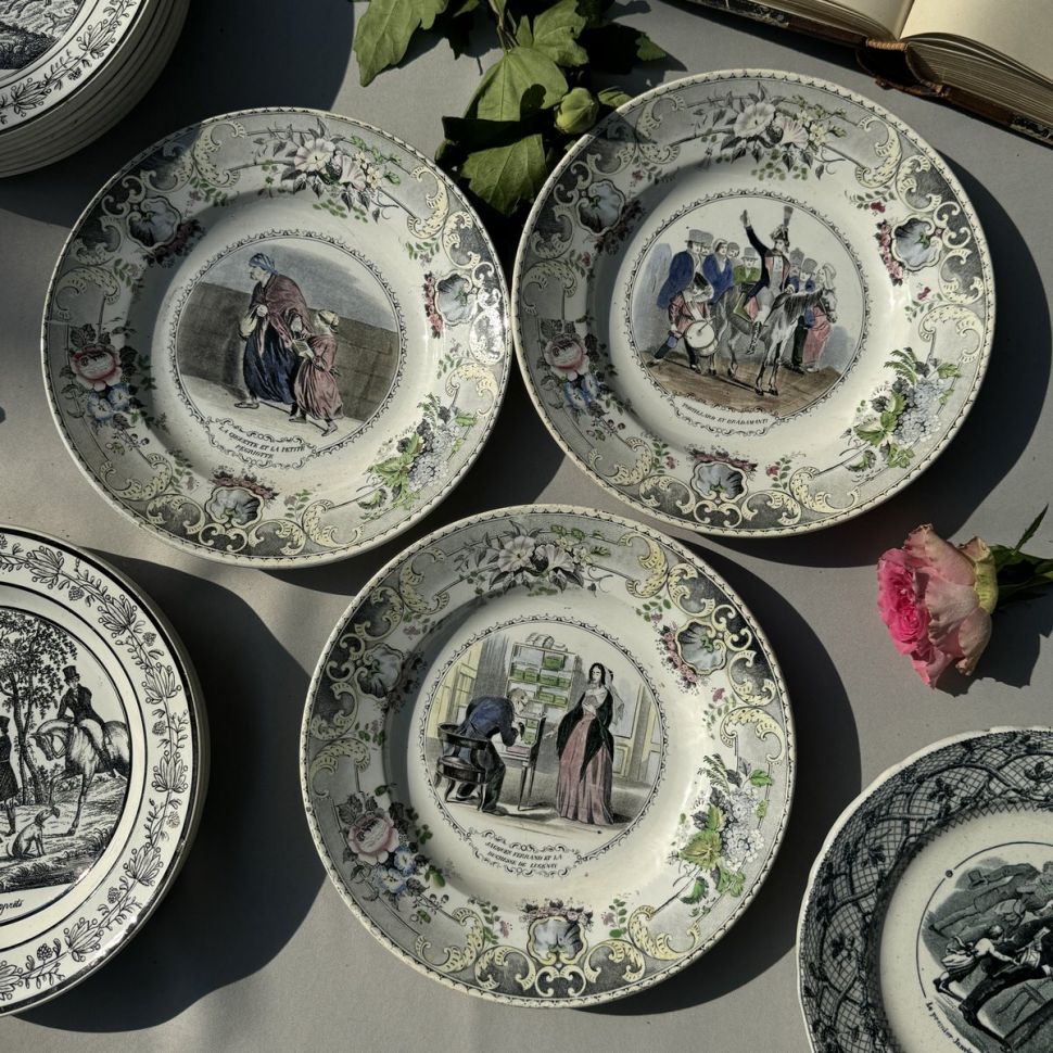 Тарелка Creil et Montereau 21 см Говорящая тарелка фарфор Франция