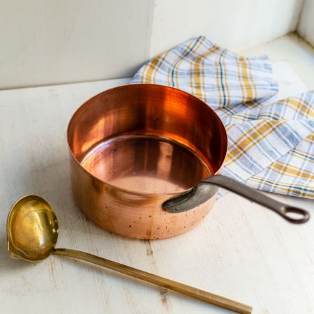 Ковш медный 1,5 л с чугунной ручкой литая медь