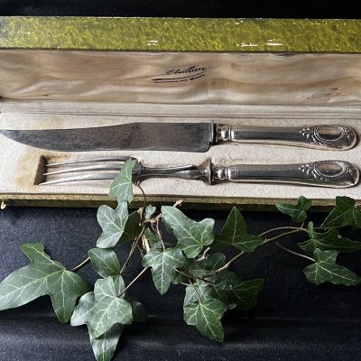 Набор вилка нож сервировочный Acier Fondu серебро сталь Франция