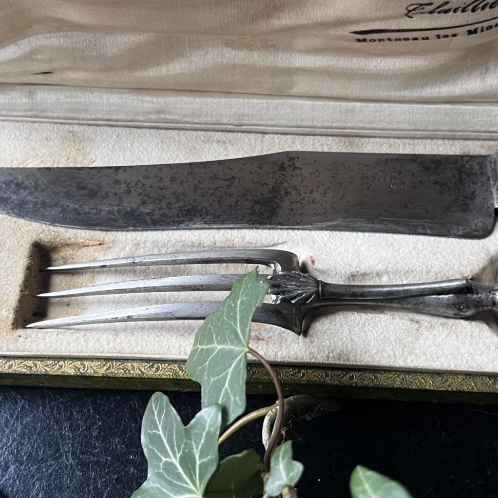 Набор вилка нож сервировочный Acier Fondu серебро сталь Франция