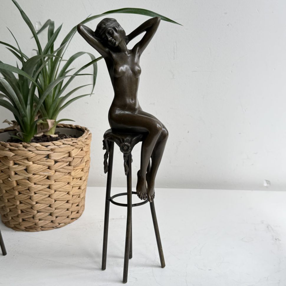 Статуэтка Девушка Ню Pierre Collinet 28 см Франция бронза 50-е гг