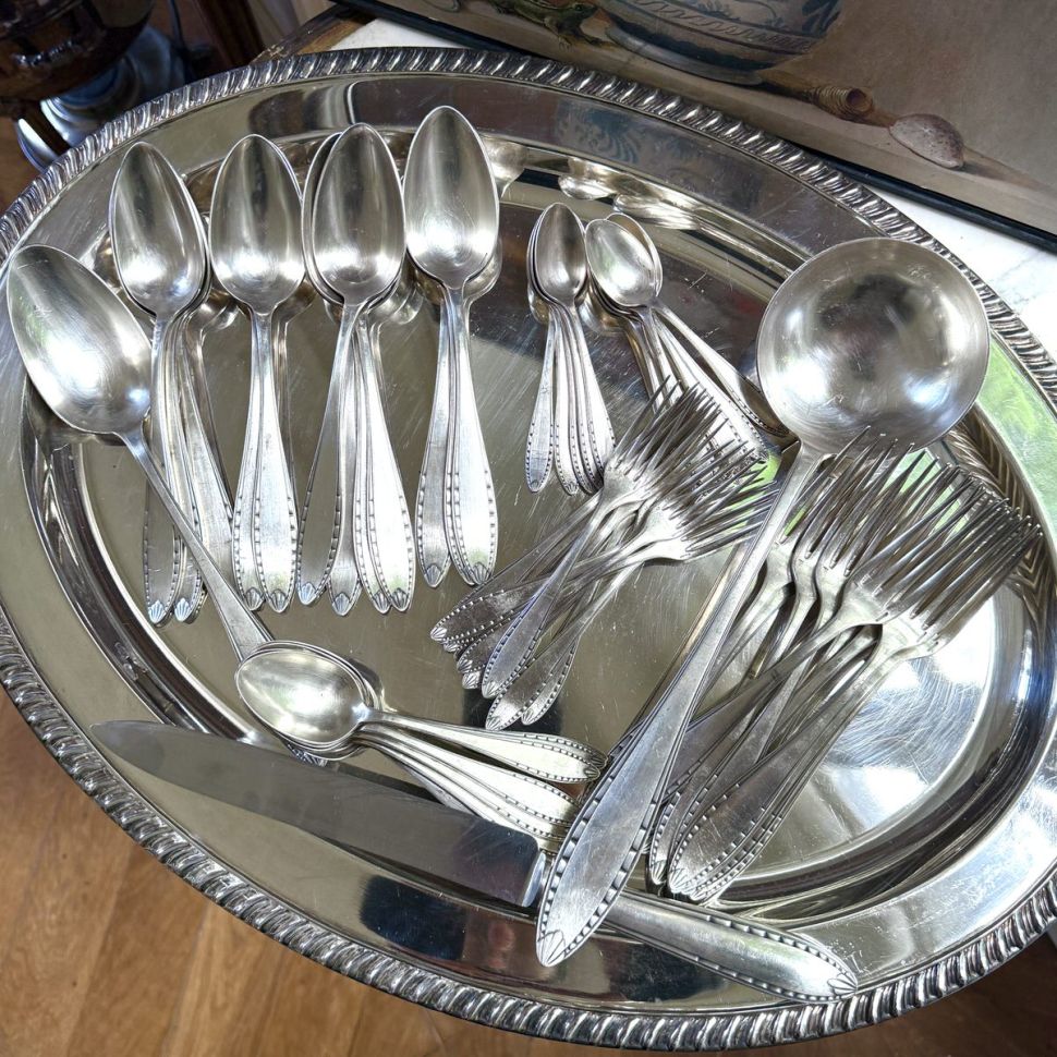 Царь ложка салатная Christofle 26 см серебрение Франция конец 19 века