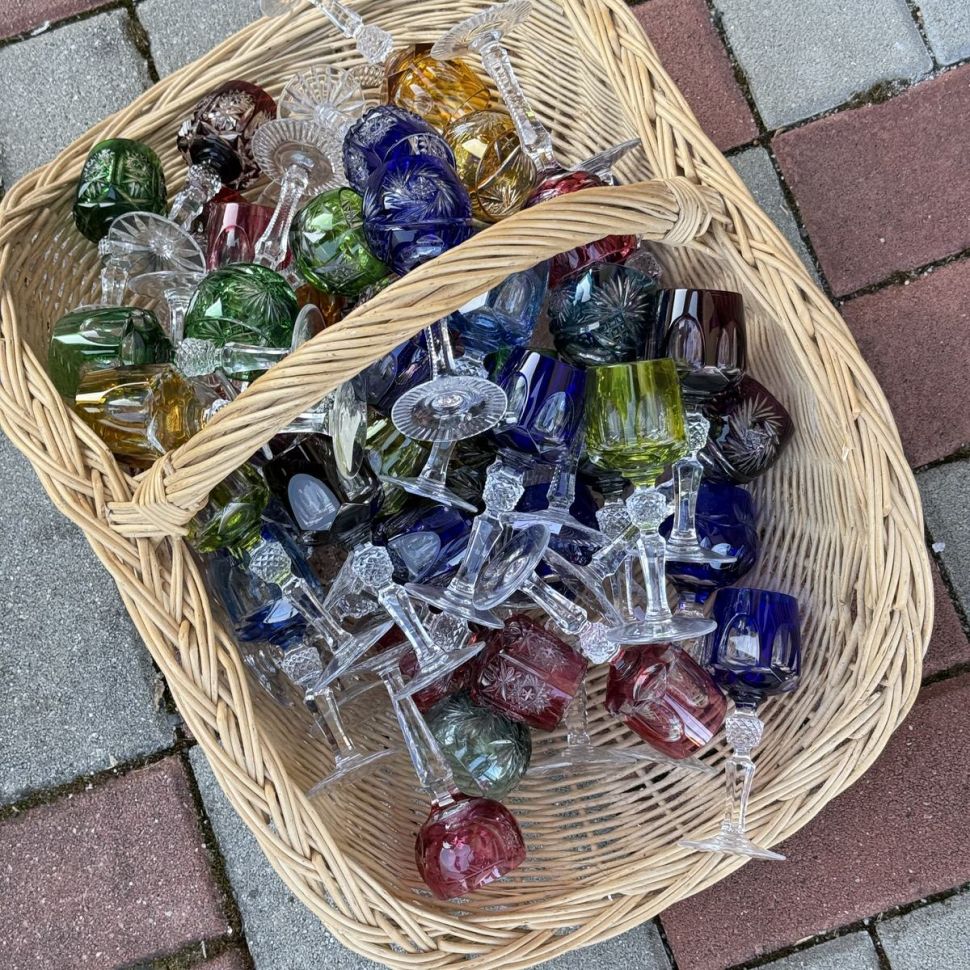 Рюмка Anna Hutte синяя 60 мл накладной хрусталь Германия дизайн 4