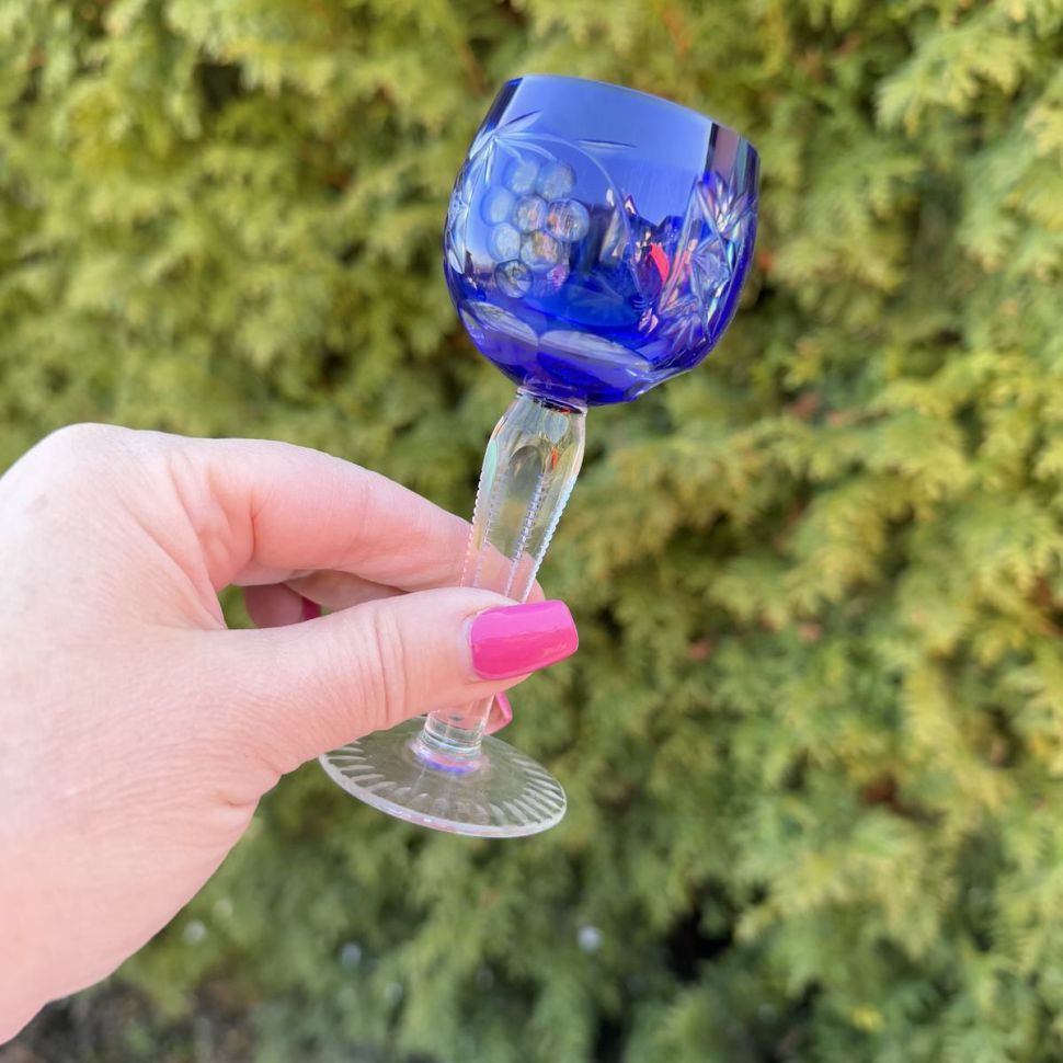 Рюмка Anna Hutte синяя 60 мл накладной хрусталь Германия дизайн 4