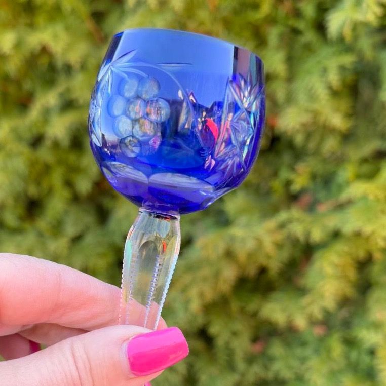 Рюмка Anna Hutte синяя 60 мл накладной хрусталь Германия дизайн 4