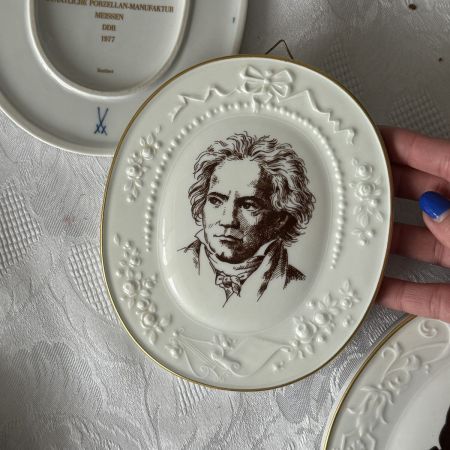 Панно памятное Meissen Beethoven 17 см 1978 г. фарфор