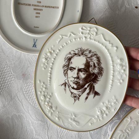 Панно памятное Meissen Beethoven 17 см 1978 г. фарфор