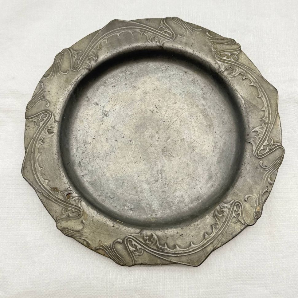Блюдо поднос Арнуво 18 см олово