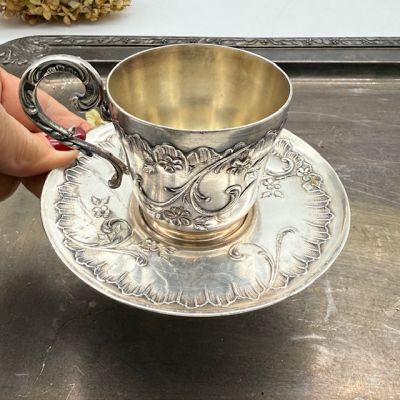 Чайная пара Gallia Christofle 125 мл Франция начало ХХ в.
