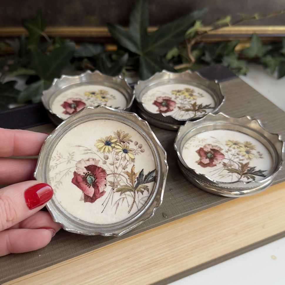 Блюдце подставка под бокал Мак керамика