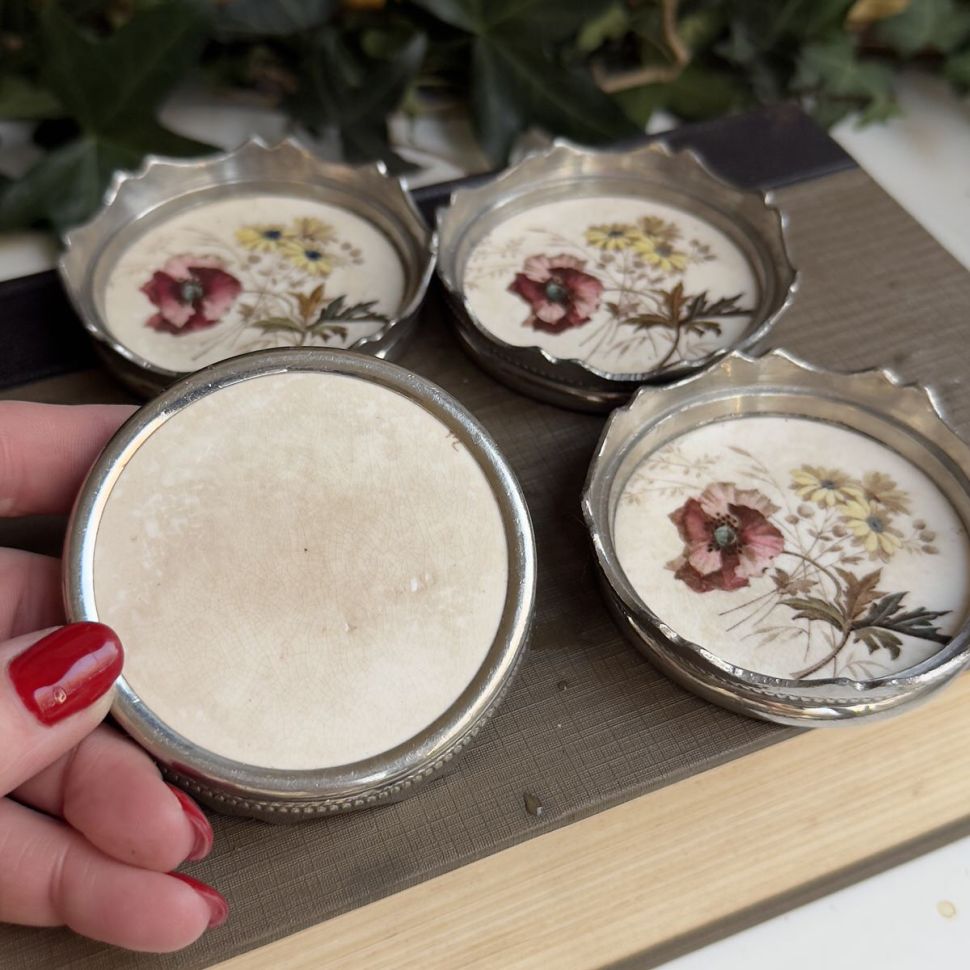 Блюдце подставка под бокал Мак керамика