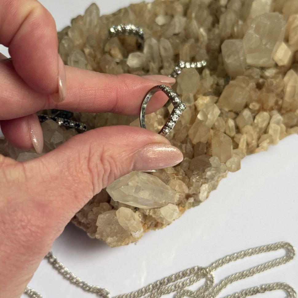 Кольцо серебро фианиты