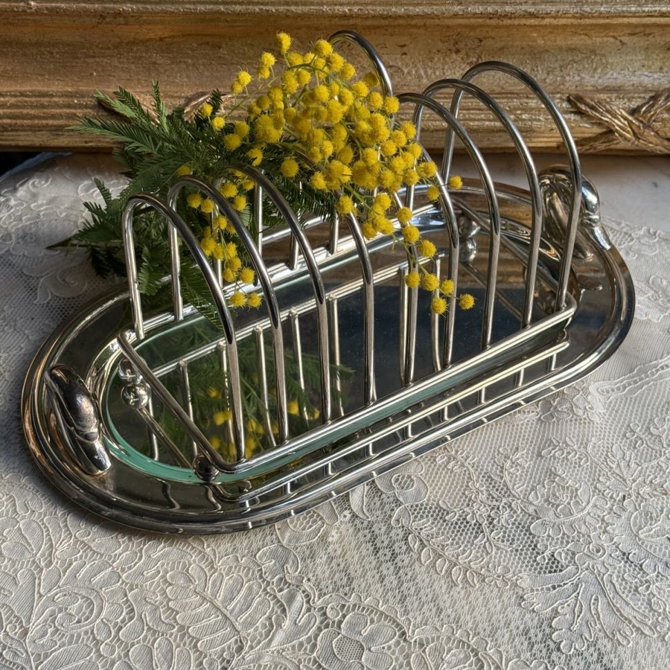 Подставка для тостов на подносе 29 см Франция серебрение