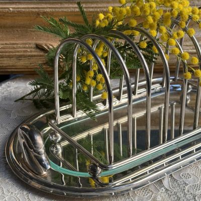 Подставка для тостов на подносе 29 см Франция серебрение