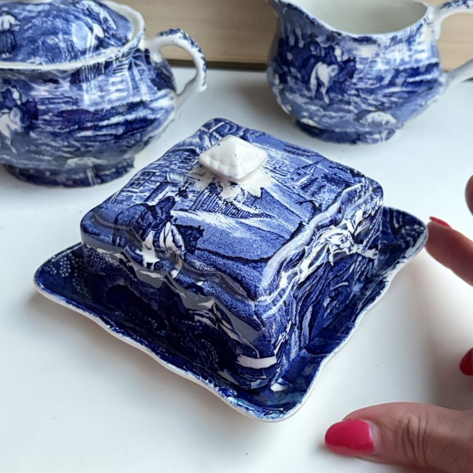 Масленка паштетница James Kent Old Foley Staffordshire 12 см Англия реставрация