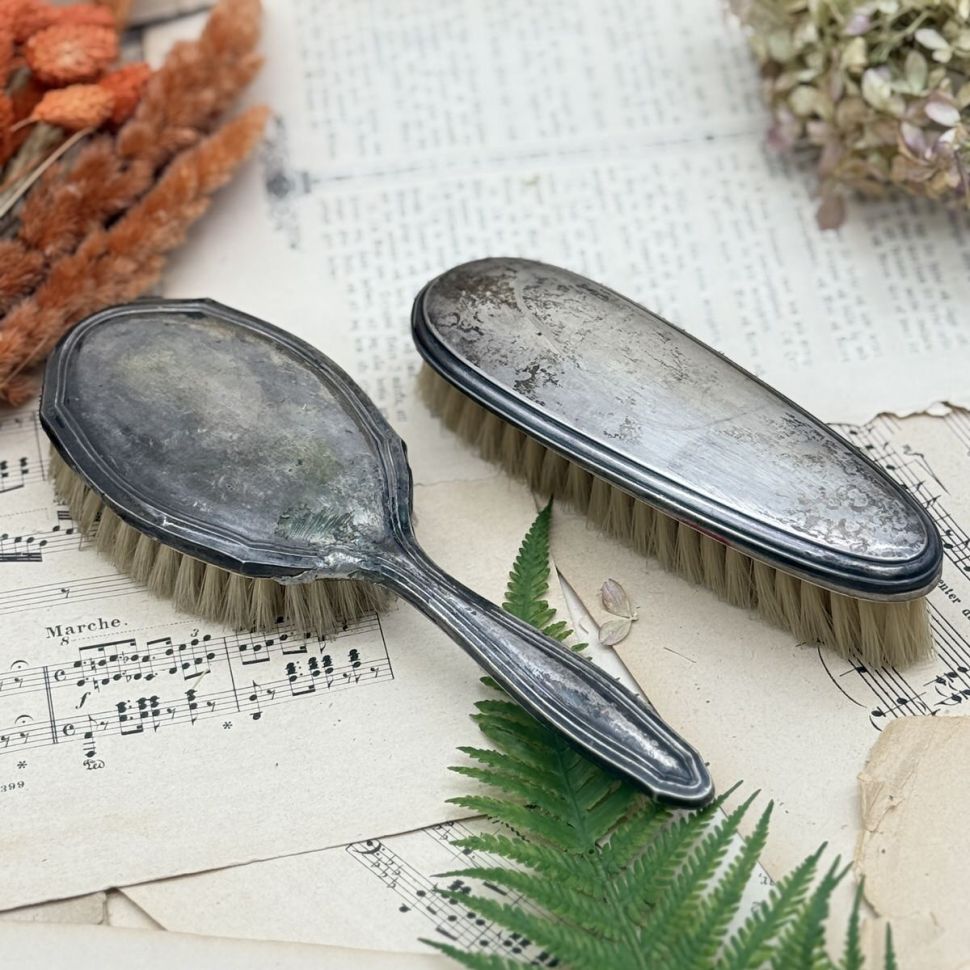 Щетка расческа набор  серебро