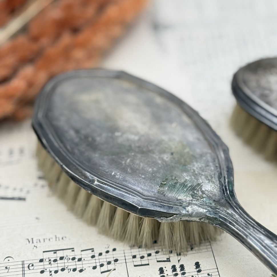 Щетка расческа набор  серебро