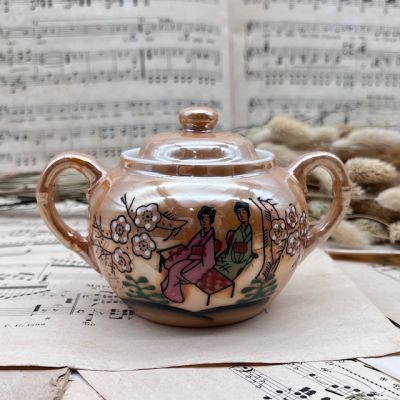 Сахарница Две Гейши 14 см фарфор Япония