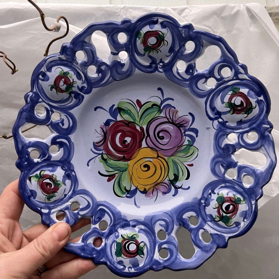 Тарелка майолика 23 см ручная роспись