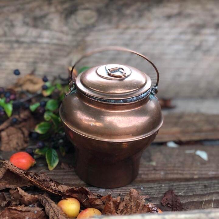 Бидон банка с крышкой 12 см медь
