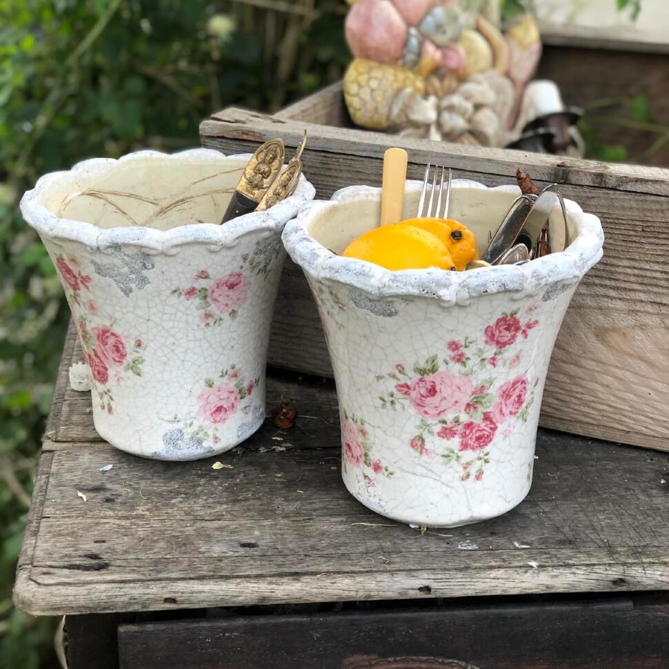 Ваза кашпо 19 см керамика с эффектом кракелюр 