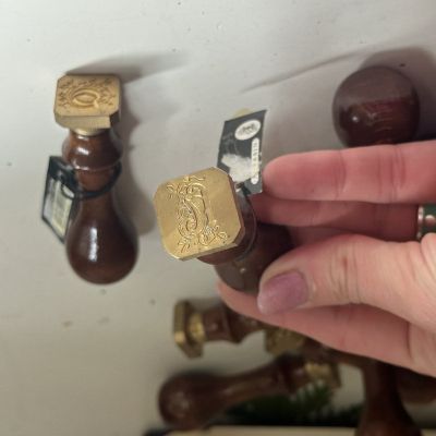 Печать сургучная Литера h дерево латунь 8 см