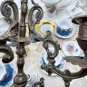 Подсвечник-канделябр эпохи Наполеона III 39 см латунь бронза Франция