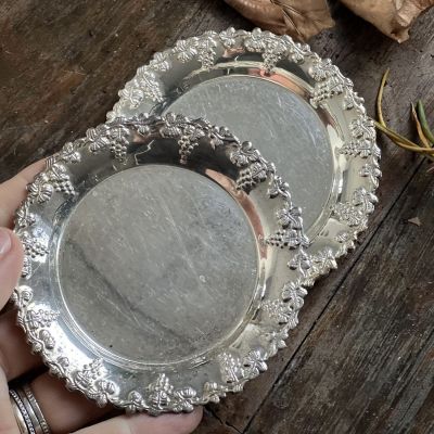 Блюдце подставка Виноград 9 см мельхиор