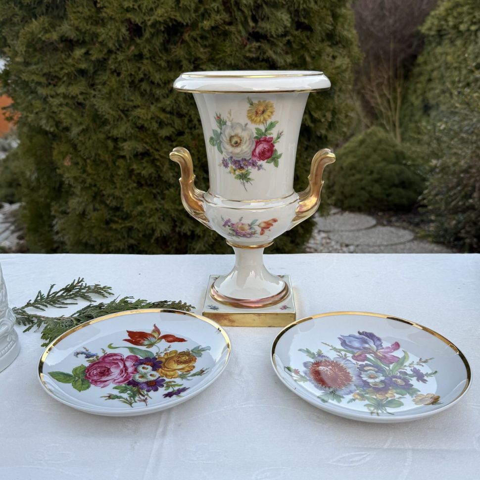 Ваза форма Медичи Lindner Мейсенский букет фарфор 26 см Бавария