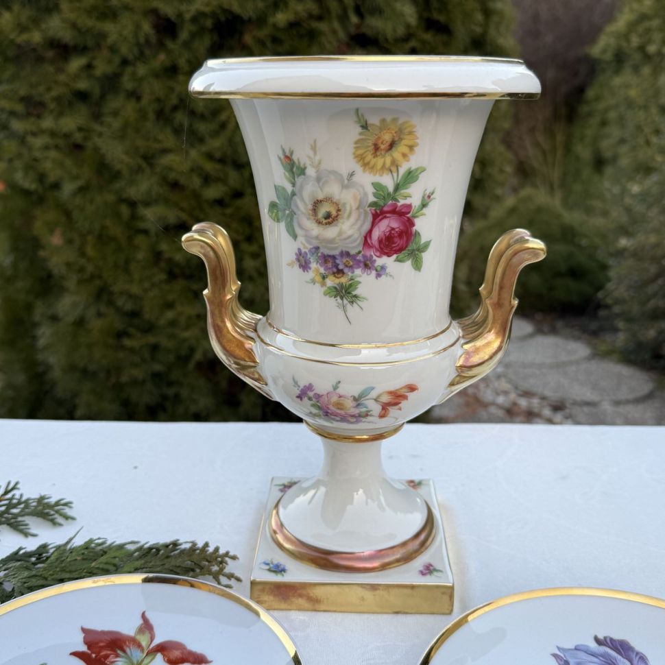 Ваза форма Медичи Lindner Мейсенский букет фарфор 26 см Бавария