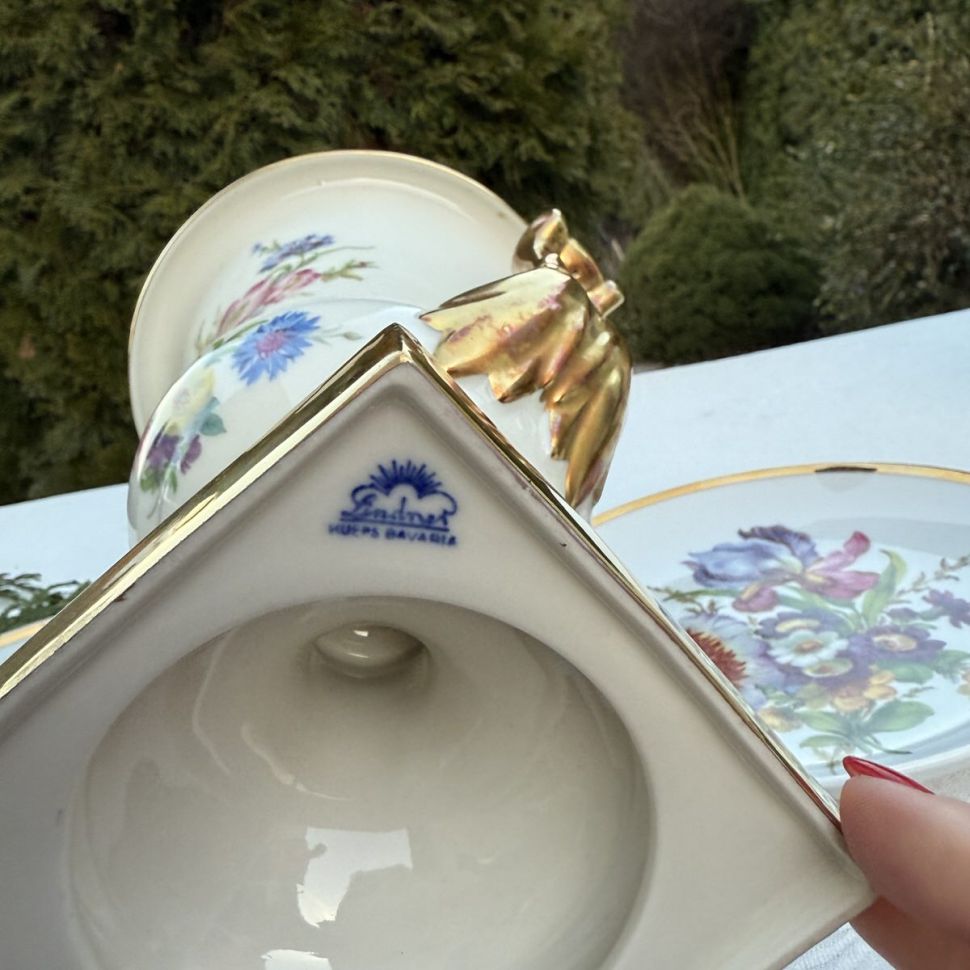 Ваза форма Медичи Lindner Мейсенский букет фарфор 26 см Бавария