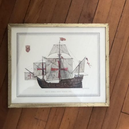 Картина Santa Maria Anno Domini 1492 в деревянной раме под стеклом