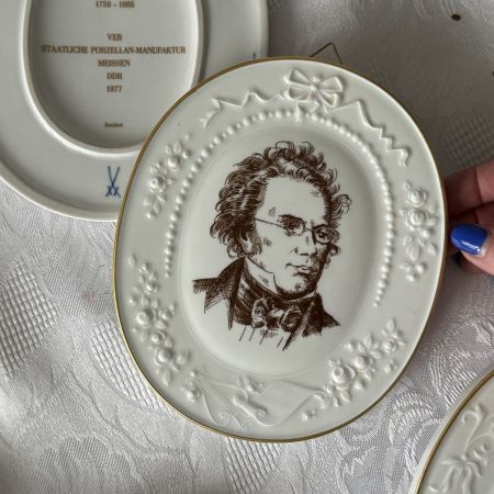 Панно памятное Meissen Schubert 17 см 1978 г. фарфор