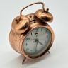 Часы будильник с календарем 17 см медь