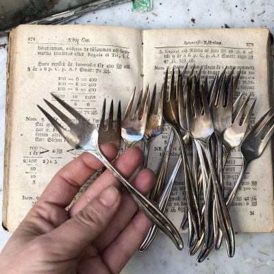 Вилка десертная 14 см Изгиб мельхиор