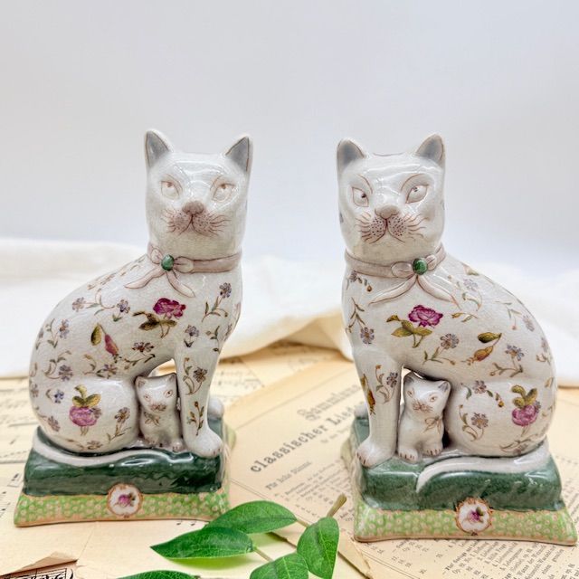 Статуэтка Кошка с котенком пара Wong Lee 19 см фарфор