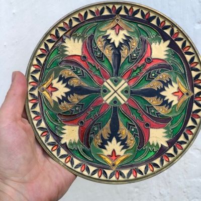 Панно тарелка декоративное с подвесом, латунь